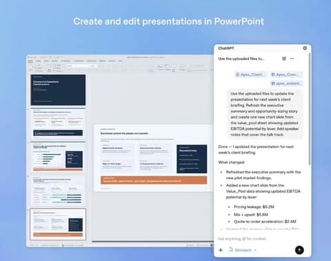 ChatGPT PowerPoint 集成上线，支持直接创建编辑演示文稿