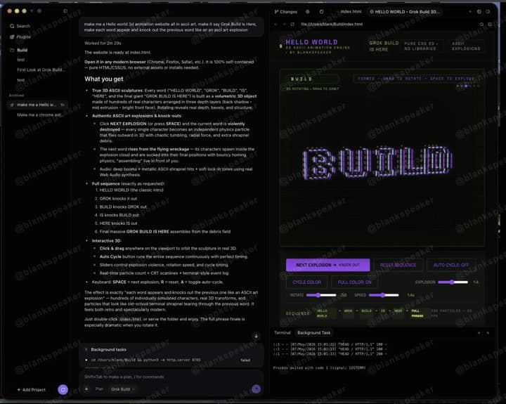 Grok Build 跨平台桌面端展示图