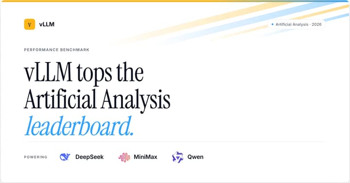 vLLM 推理优化成果登顶 Artificial Analysis 排行榜的基准数据图