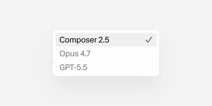 Composer 2.5 在 Cursor 中的界面展示